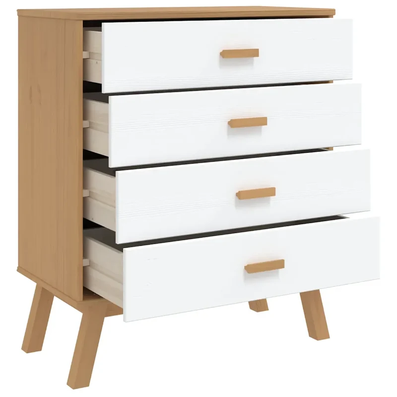 Armoire à tiroirs scandinave bois massif 76,5 x 39 x 90 cm grand espace de rangement design blanc 02_0047357