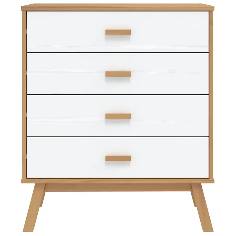 Armoire à tiroirs scandinave bois massif 76,5 x 39 x 90 cm grand espace de rangement design blanc 02_0047357