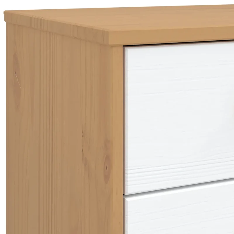 Armoire à tiroirs scandinave bois massif 76,5 x 39 x 90 cm grand espace de rangement design blanc 02_0047357