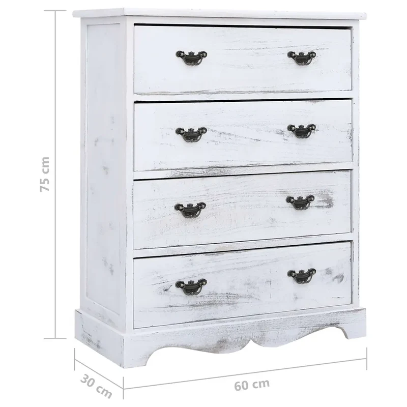 Armoire à tiroirs moderne pratique 60 x 30 x 75 cm en bois blanc 02_0046461