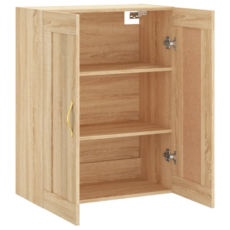 Armoire murale élégante 69,5 x 34 x 90 cm avec 3 compartiments style contemporain en bois chêne sonoma 02_0049306