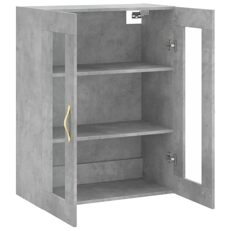 Armoire murale design élégant avec grande capacité rangement 69 x 34 x 90 cm en bois d'ingénierie gris béton 02_0048613