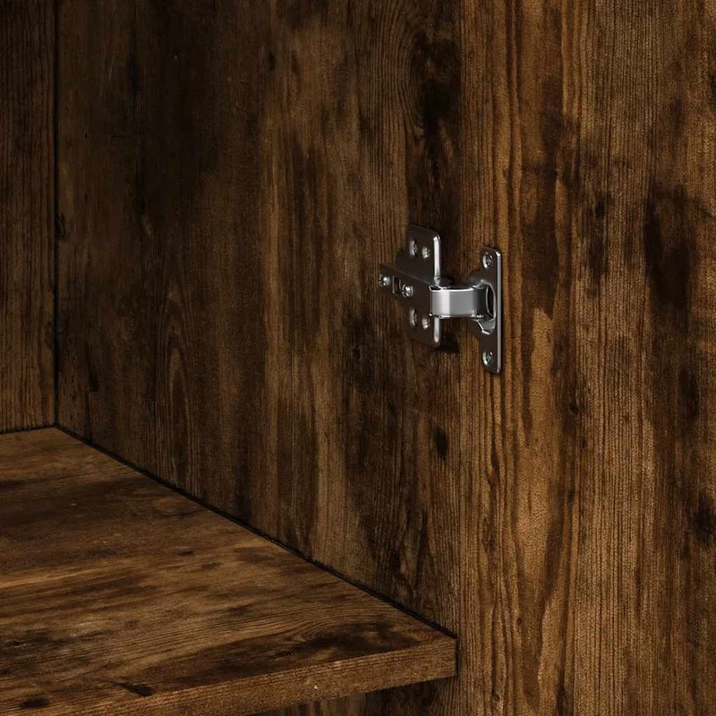 Armoire de rangement haute en bois d'ingénierie 70 x 42,5 x 225 cm économie d'espace style contemporain en bois chêne fumé 02_0055584