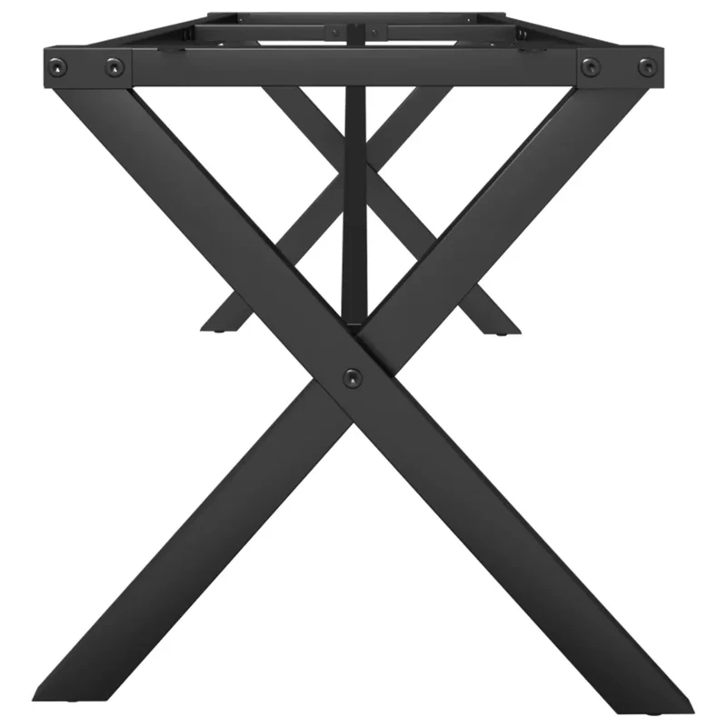 Pieds de table basse cadre en X noir 140 x 30 x 43 cm robustes et stables style industriel en acier 02_0047239