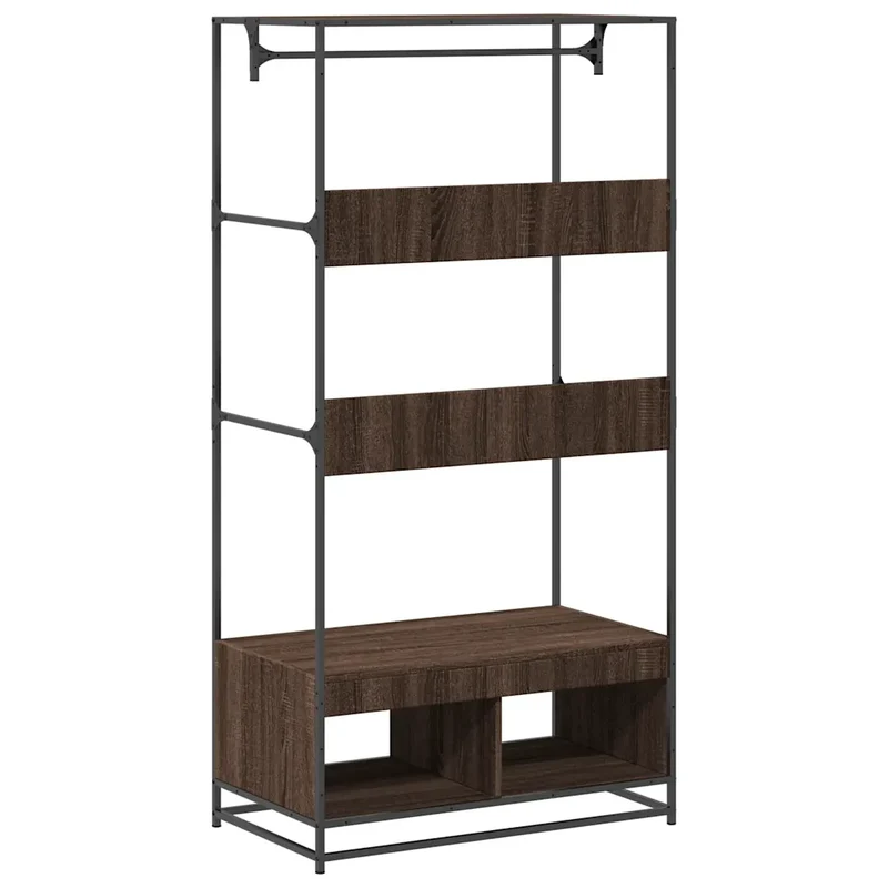 Armoire élégante en bois d'ingénierie 90 x 50 x 180 cm rangement grand espace style industriel en chêne marron 02_0049680