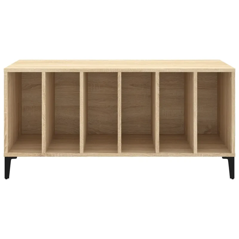 Armoire à disques classique moderne 100 x 38 x 48 cm espace de rangement solide style industriel en bois d'ingénierie chêne sonoma 02_0049224