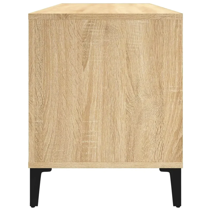 Armoire à disques classique moderne 100 x 38 x 48 cm espace de rangement solide style industriel en bois d'ingénierie chêne sonoma 02_0049224