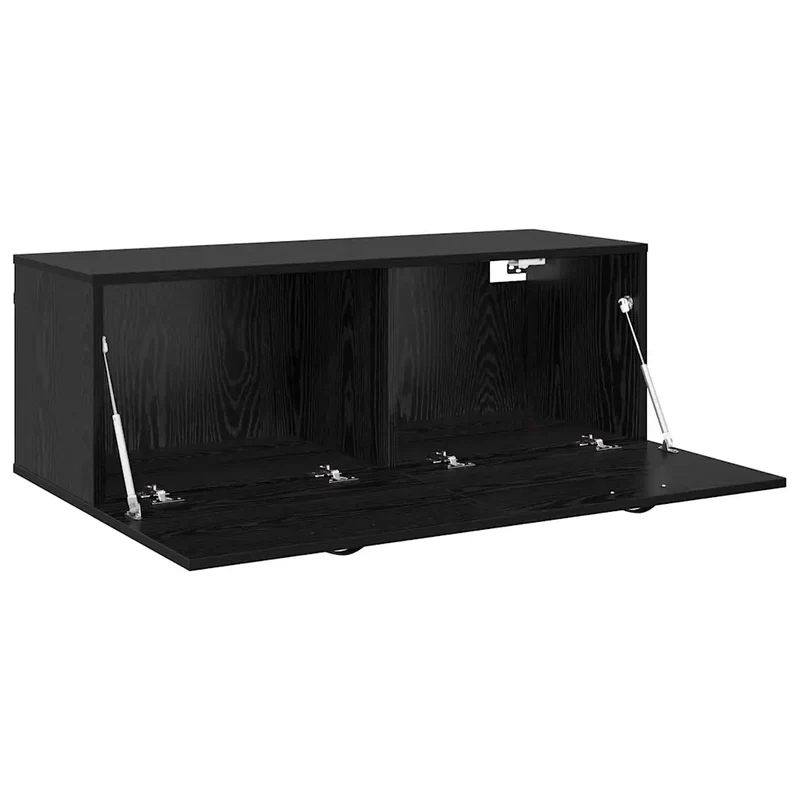 Armoire murale moderne 100 x 36,5 x 35 cm avec étagères design épuré salon en bois d'ingénierie chêne noir 02_0052502