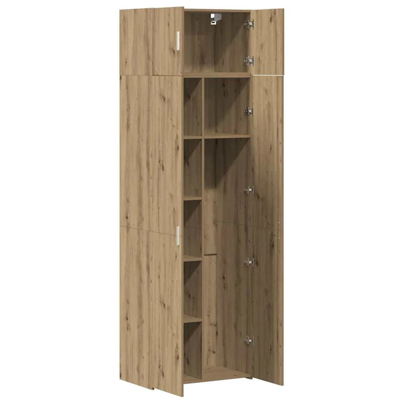 Armoire de rangement moderne rectangulaire 70 x 42,5 x 185 cm grand espace de stockage minimaliste en bois chêne artisanal 02_0056000