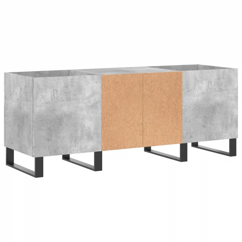 Armoire à disques classique spacieuse 121 x 38 x 48 cm style industriel en bois d'ingénierie gris béton 02_0049098