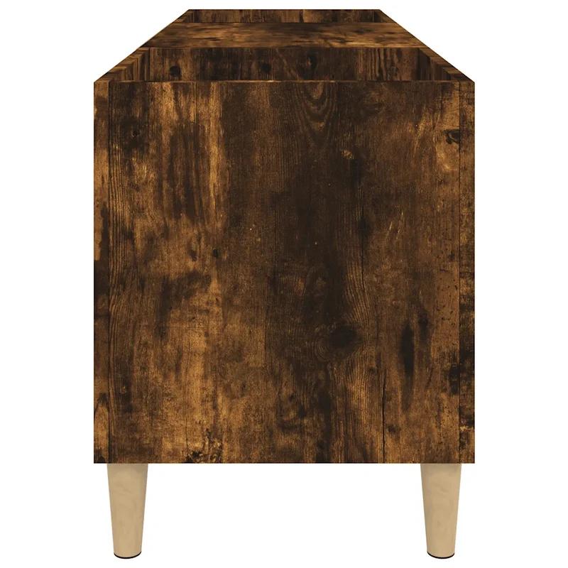 Armoire à disques pratique espace de rangement 121 x 38 x 48 cm en bois d'ingénierie chêne fumé 02_0049192