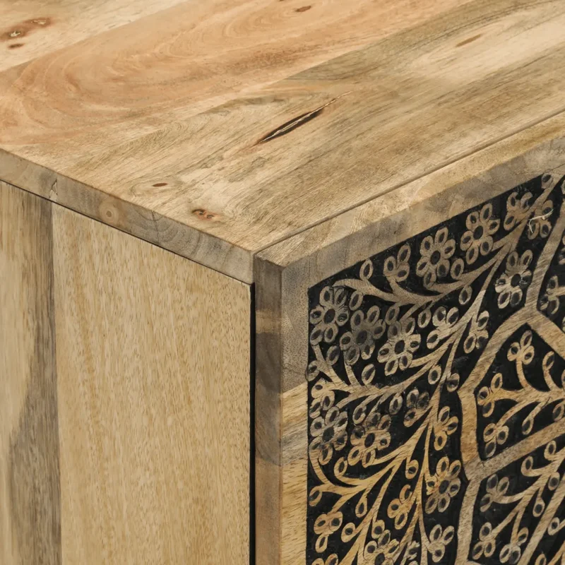 Armoire latérale vintage avec grand rangement 80 x 33 x 75 cm style rétro en bois de manguier naturel 02_0047294