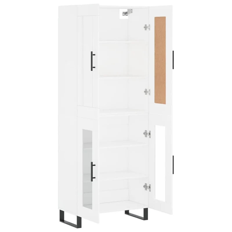 Buffet bahut commode armoire meuble de rangement organisateur cuisine salle de séjour salon haut 69,5 x 34 x 180 cm bois d'ingénierie blanc 02_0032707