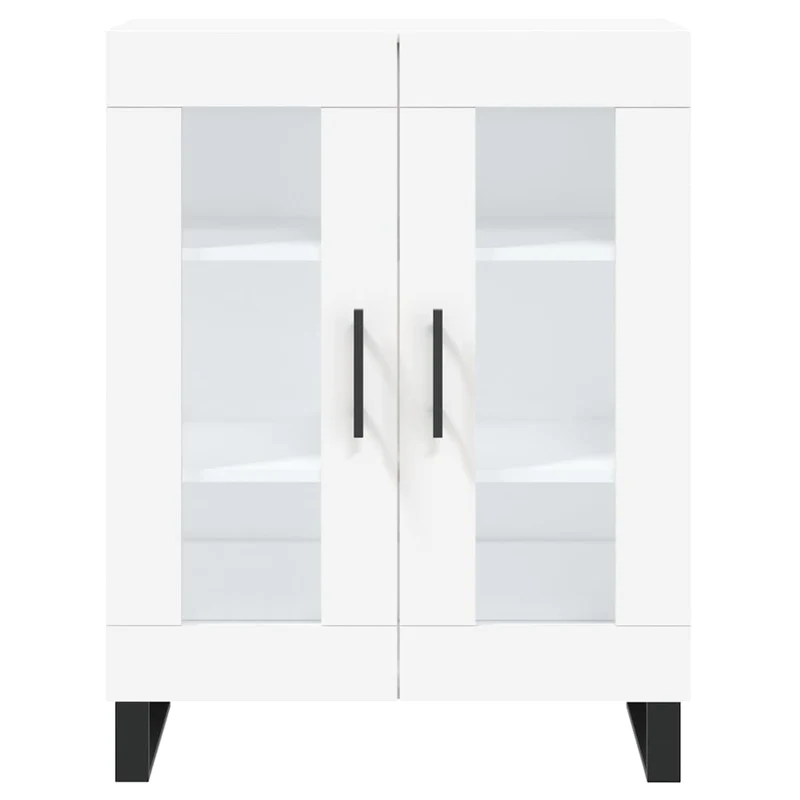 Buffet bahut commode armoire meuble de rangement organisateur cuisine salle de séjour salon haut 69,5 x 34 x 180 cm bois d'ingénierie blanc 02_0032707