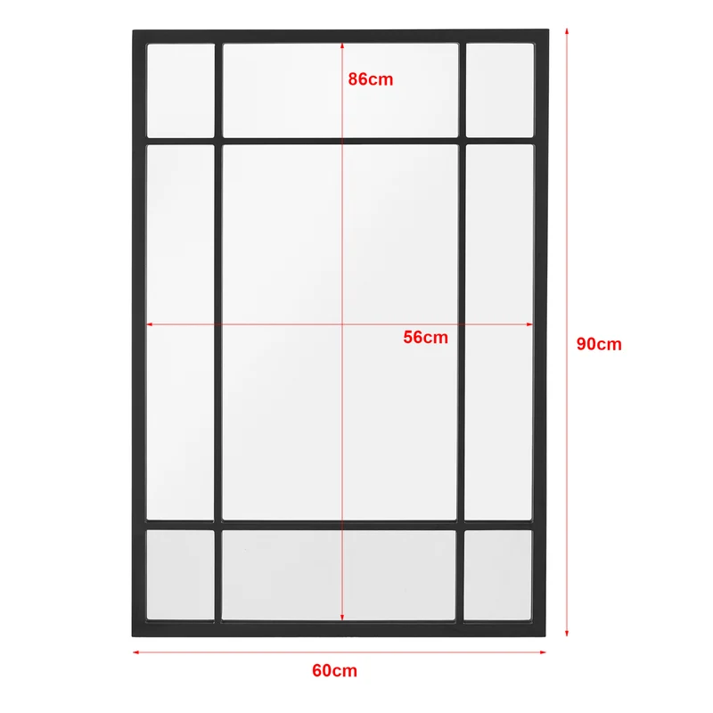 Miroir mural rectangulaire 90 x 60 cm noir mat 03_0007894