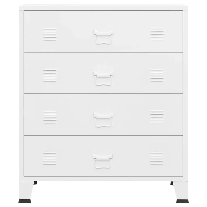 Armoire à tiroirs industrielle moderne 78 x 40 x 93 cm robuste finition mate en métal blanc 02_0046988
