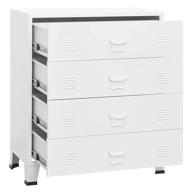 Armoire à tiroirs industrielle moderne 78 x 40 x 93 cm robuste finition mate en métal blanc 02_0046988