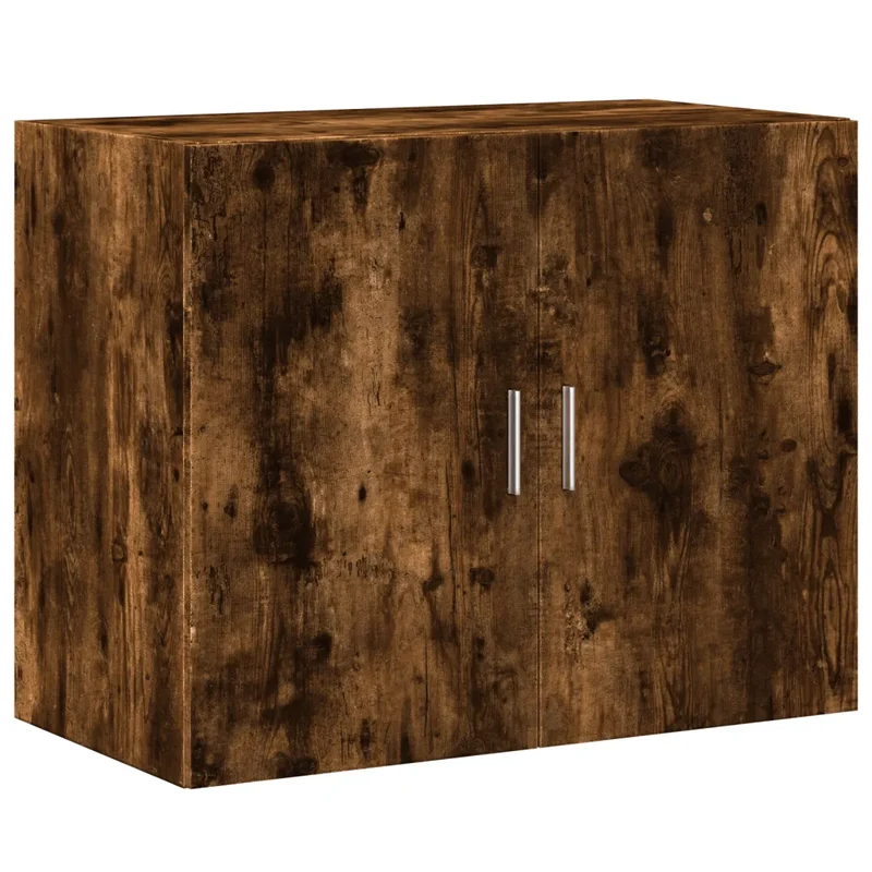 Armoire murale rangement gain de place 80 x 42,5 x 64 cm design moderne en bois d'ingénierie chêne fumé 02_0049503