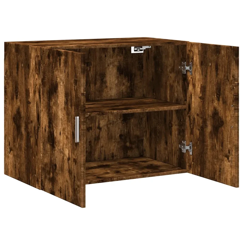 Armoire murale rangement gain de place 80 x 42,5 x 64 cm design moderne en bois d'ingénierie chêne fumé 02_0049503