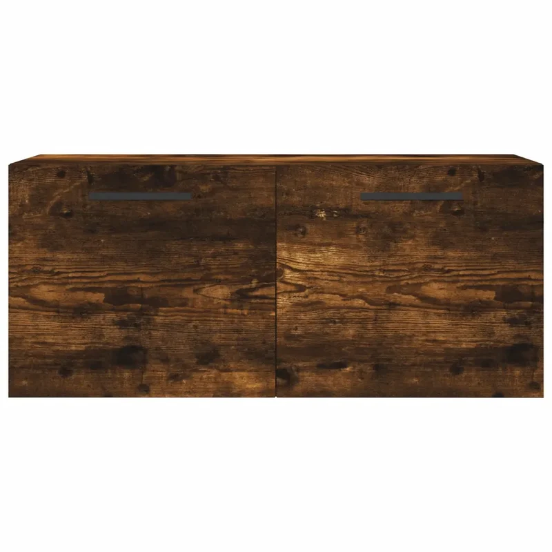 Armoire murale décorative pratique rangement 80 x 36 x 35 cm en bois d'ingénierie chêne fumé 02_0048872