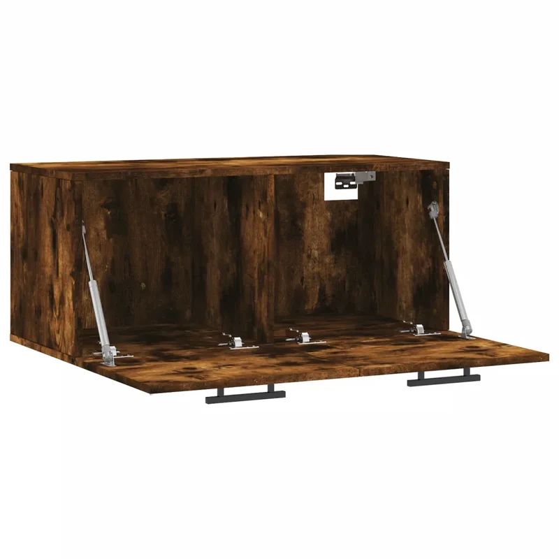 Armoire murale décorative pratique rangement 80 x 36 x 35 cm en bois d'ingénierie chêne fumé 02_0048872