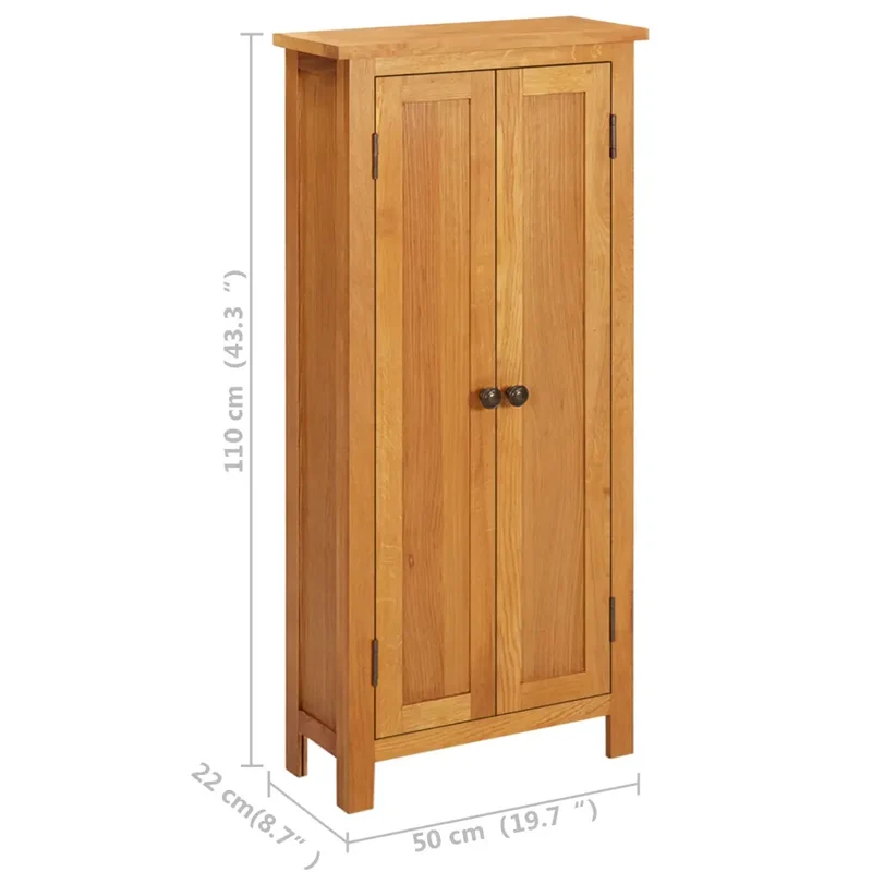 Armoire de rangement élégante 50 x 22 x 110 cm avec 5 étagères robustes style moderne en bois de chêne massif 02_0046790