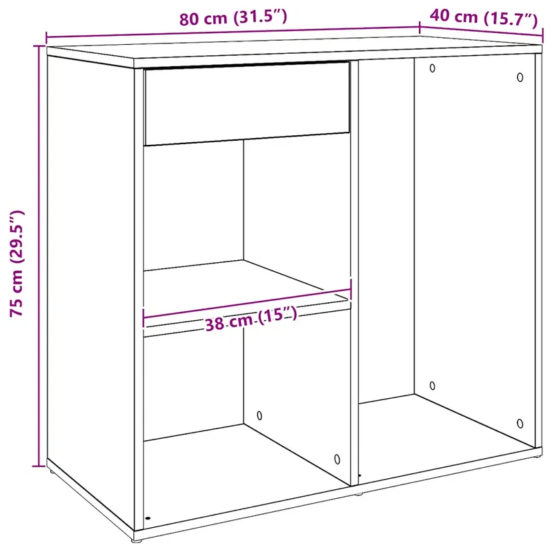 Armoire cosmétique moderne fonctionnelle rangement 80 x 40 x 75 cm en bois d'ingénierie chêne artisanal 02_0051009