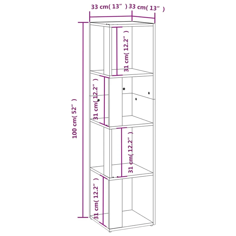 Armoire d'angle moderne rangement 33 x 33 x 132 cm finition élégante en bois d’ingénierie gris béton 02_0047975