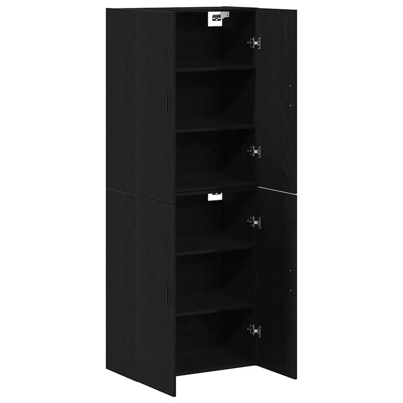 Lot de 2 armoires murales modernes style épuré rangement 69,5 x 34 x 90 cm en bois d'ingénierie chêne noir 02_0055912