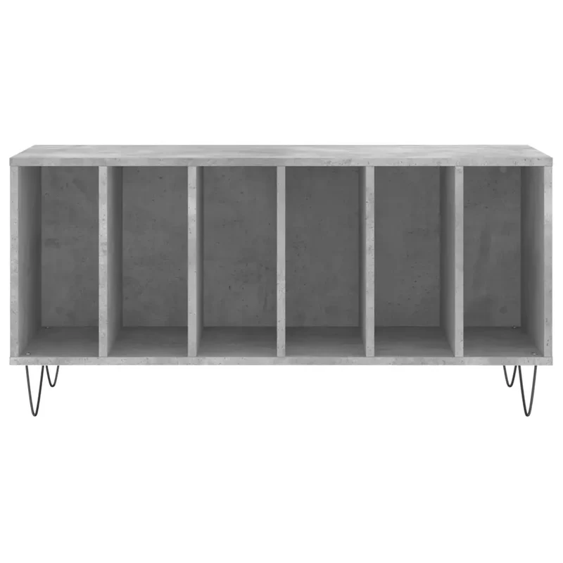Armoire à disques pratique style industriel rangement vinyles 100 x 38 x 48 cm en bois d'ingénierie gris béton 02_0049150