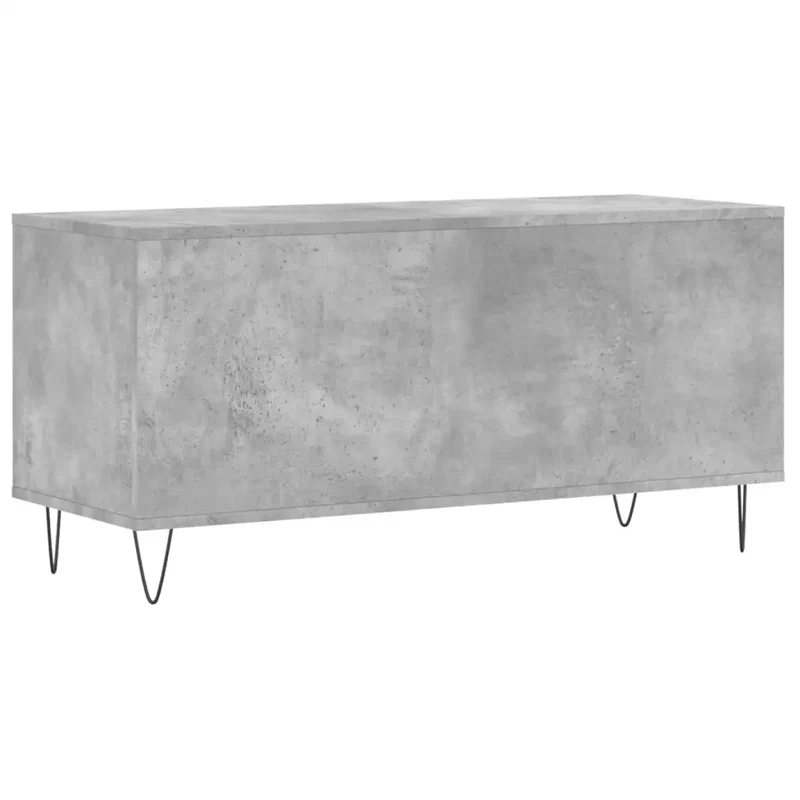 Armoire à disques pratique style industriel rangement vinyles 100 x 38 x 48 cm en bois d'ingénierie gris béton 02_0049150