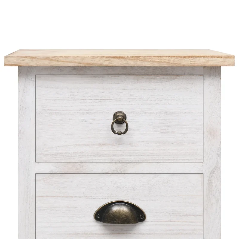 Armoire latérale avec 5 tiroirs pratique déco 35 x 25 x 87 cm en bois de Paulownia blanc 02_0046458