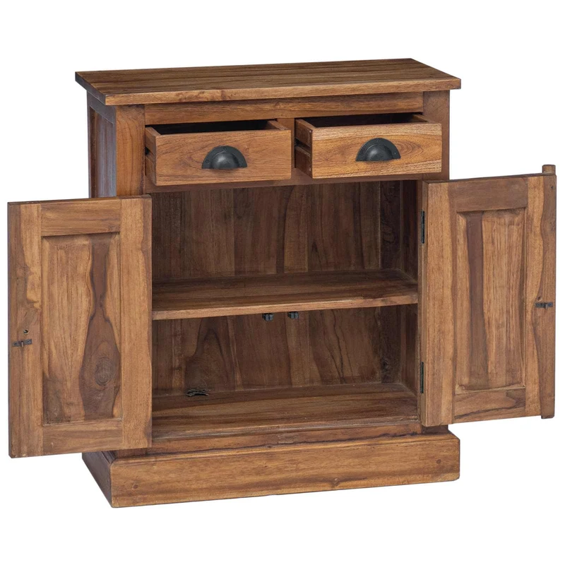 Armoire de rangement vintage avec tiroirs et étagères 65 x 30 x 75 cm en bois de teck naturel 02_0059091