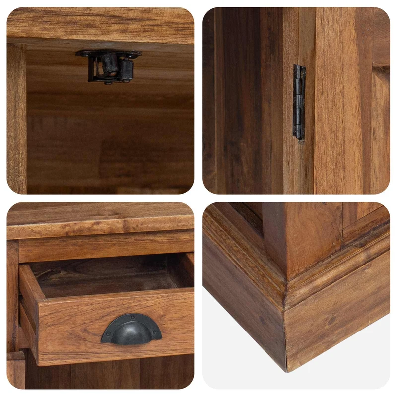 Armoire de rangement vintage avec tiroirs et étagères 65 x 30 x 75 cm en bois de teck naturel 02_0059091