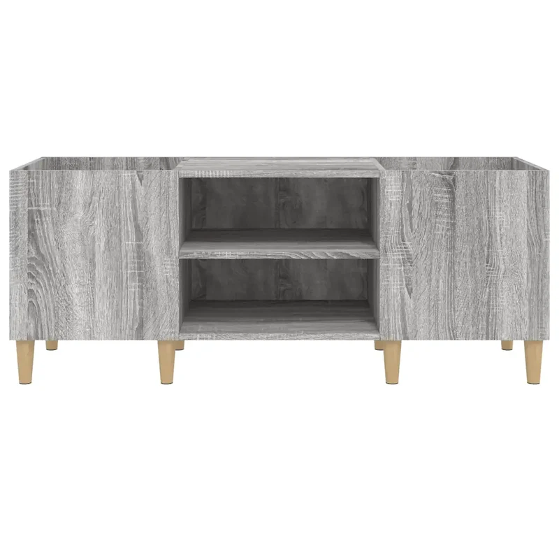 Armoire à disques classique multifonction rangement pour vinyles 121 x 38 x 48 cm en bois d'ingénierie gris 02_0049193