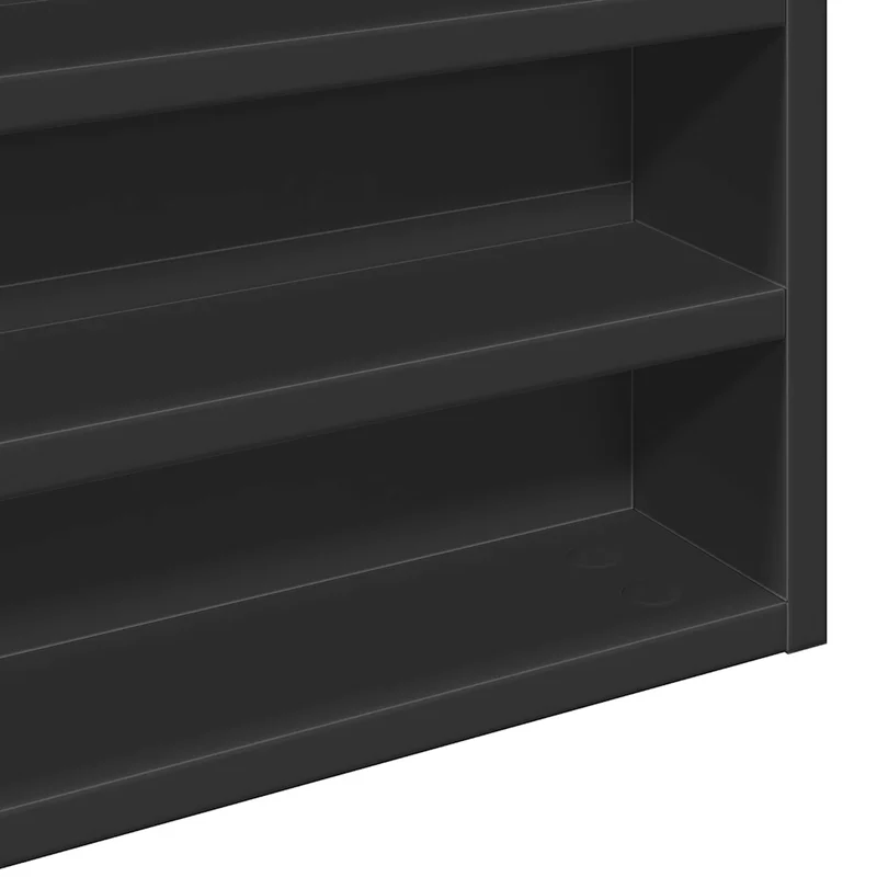 Armoire à vitrine noire 100 x 8,5 x 50 cm grand espace de rangement design épuré en bois d'ingénierie noir 02_0049516
