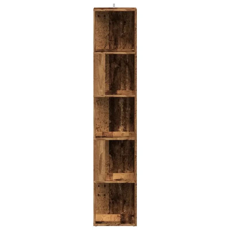 Armoire d'angle vintage bois rangement salon bureau 33 x 33 x 165 cm en bois d'ingénierie vieux bois 02_0050932