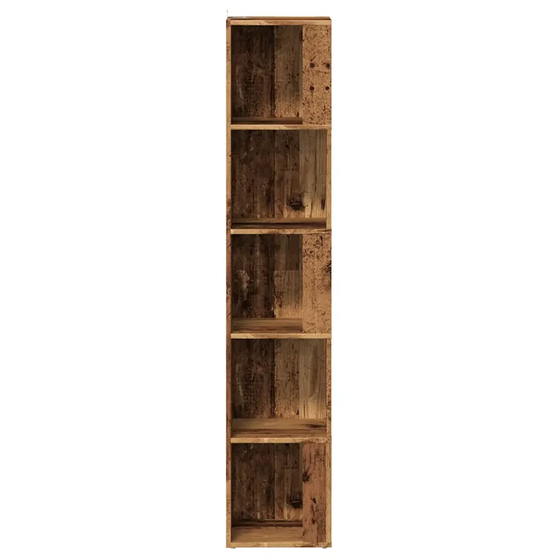 Armoire d'angle vintage bois rangement salon bureau 33 x 33 x 165 cm en bois d'ingénierie vieux bois 02_0050932