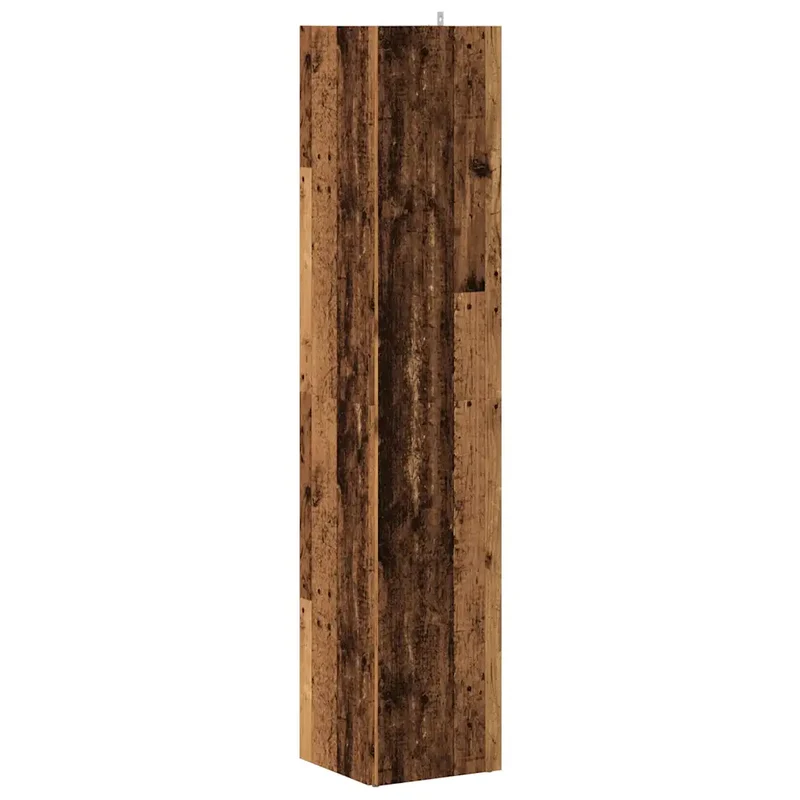 Armoire d'angle vintage bois rangement salon bureau 33 x 33 x 165 cm en bois d'ingénierie vieux bois 02_0050932