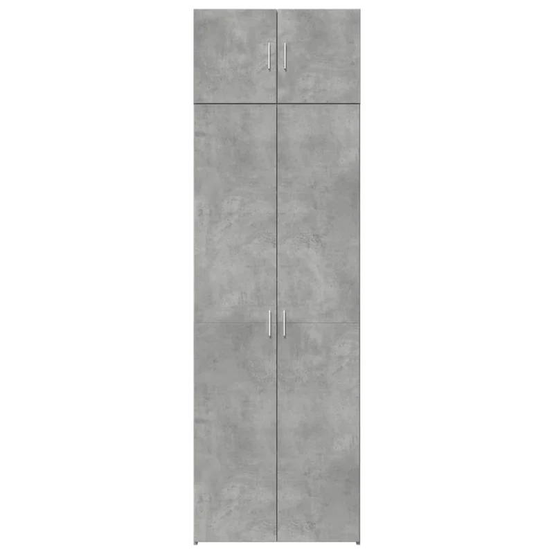 Armoire de rangement haute 70 x 42,5 x 225 cm avec 8 compartiments polyvalente moderne en bois d'ingénierie gris béton 02_0055583