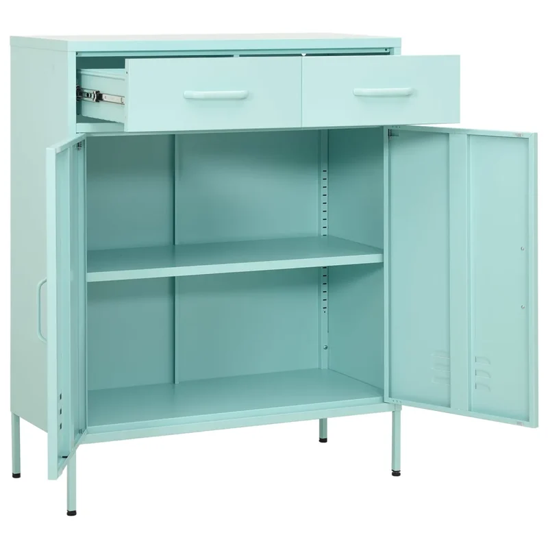 Armoire de rangement moderne avec tiroirs extensibles 80 x 35 x 101,5 cm en acier menthe 02_0046849