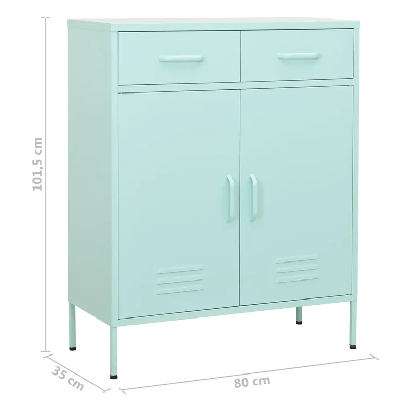 Armoire de rangement moderne avec tiroirs extensibles 80 x 35 x 101,5 cm en acier menthe 02_0046849