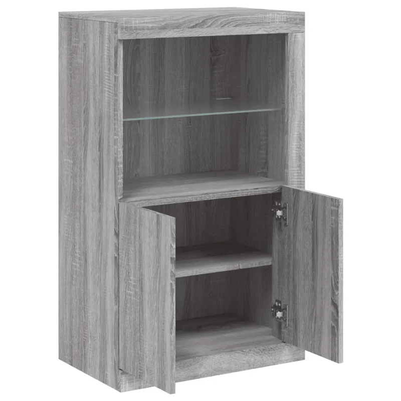 Armoire latérale design moderne éclairage LED 60,5 x 37 x 100 cm en bois d'ingénierie sonoma gris 02_0049361