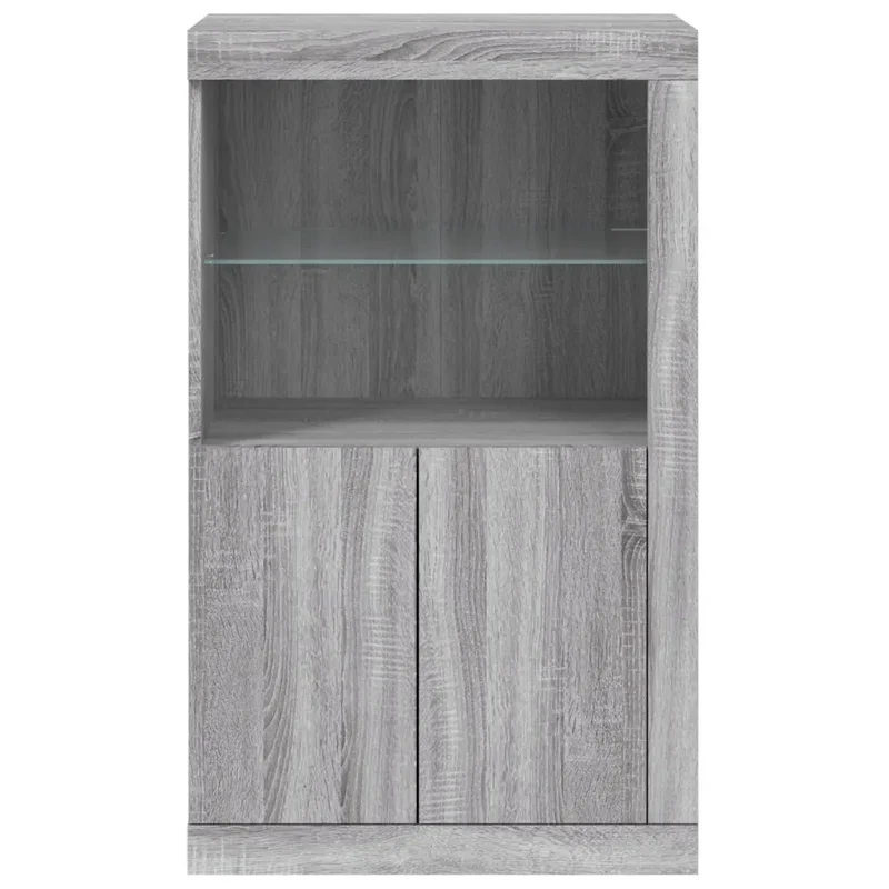 Armoire latérale design moderne éclairage LED 60,5 x 37 x 100 cm en bois d'ingénierie sonoma gris 02_0049361