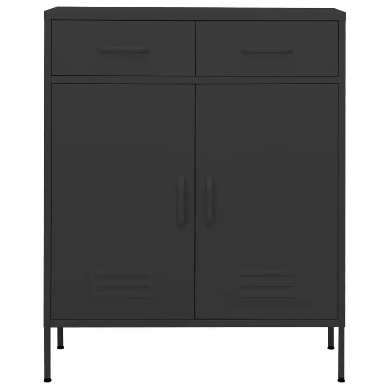 Armoire de rangement moderne anthracite 80 x 35 x 101,5 cm avec tiroirs pratiques finition mate en acier anthracite 02_0046850