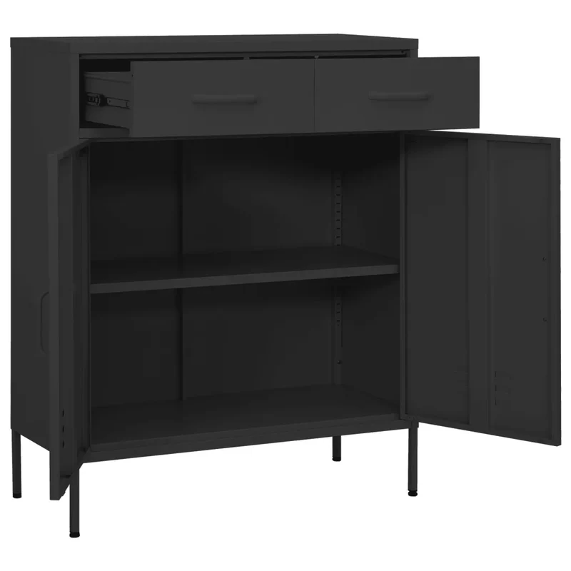Armoire de rangement moderne anthracite 80 x 35 x 101,5 cm avec tiroirs pratiques finition mate en acier anthracite 02_0046850