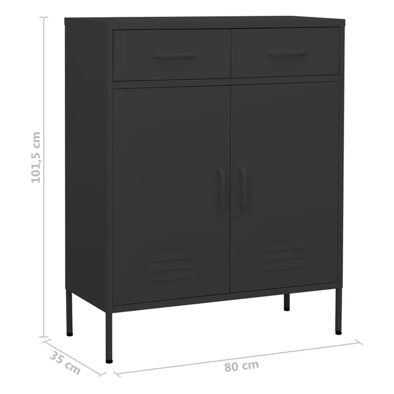 Armoire de rangement moderne anthracite 80 x 35 x 101,5 cm avec tiroirs pratiques finition mate en acier anthracite 02_0046850