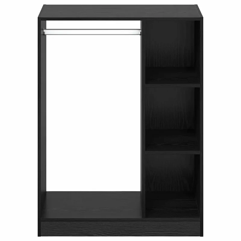 Armoire moderne rectangulaire avec 3 étagères espace de rangement généreux intérieur en bois d'ingénierie chêne noir 02_0052520