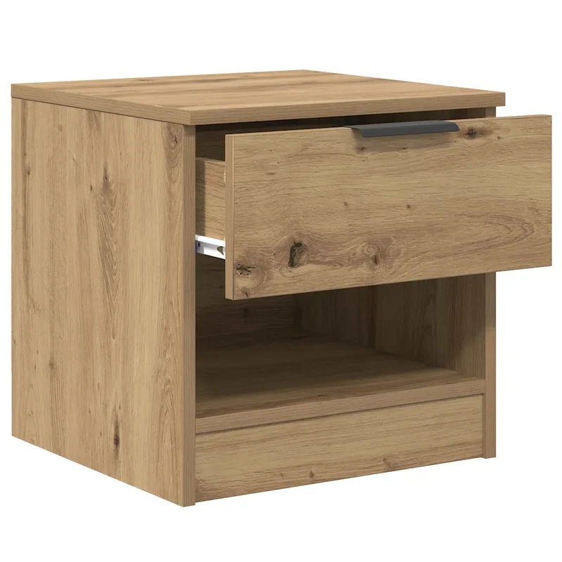 Armoire de lit moderne avec tiroir rangement 40 x 39 x 40 cm style rustique en bois d'ingénierie chêne artisanal 02_0052670