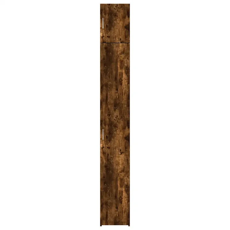 Armoire de rangement mince compacte 30 x 42,5 x 225 cm espace optimisé style contemporain en bois d'ingénierie chêne fumé 02_0055550